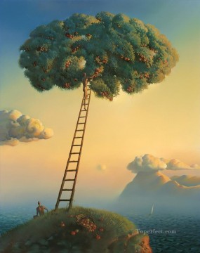  contemporary Painting - modern contemporary 34 surrealism ladder tree
